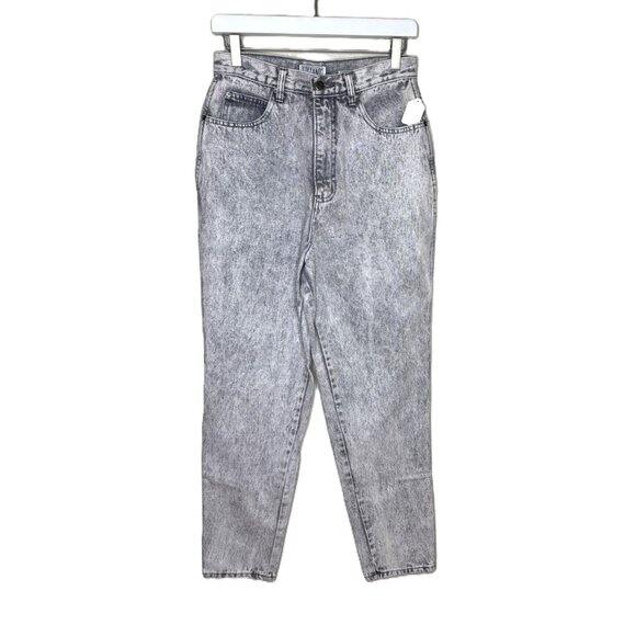 Vintage 80s 90s Stefano Gray Acid Wash High Rise Tapered Jeans, Size 12 - Picture 1 of 9
